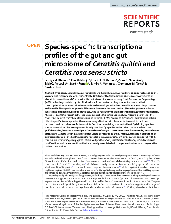 (PDF) Species-specific transcriptional profiles of the gut and gut ...