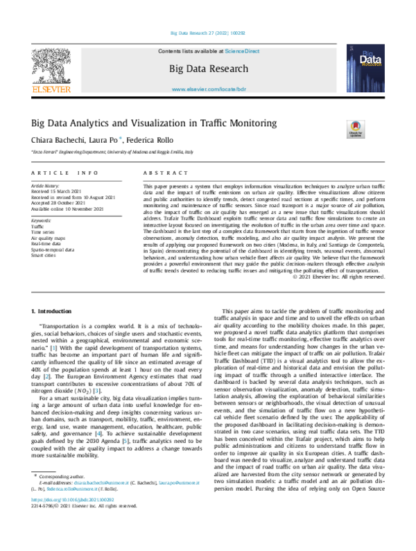 (PDF) Big Data Analytics and Visualization in Traffic Monitoring