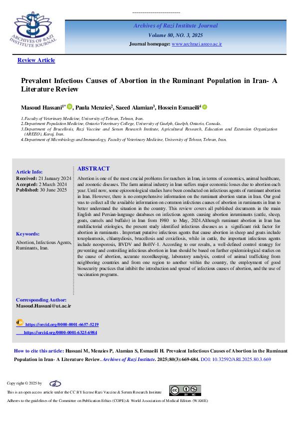 (PDF) Prevalent Infectious Causes of Abortion in the Ruminant ...