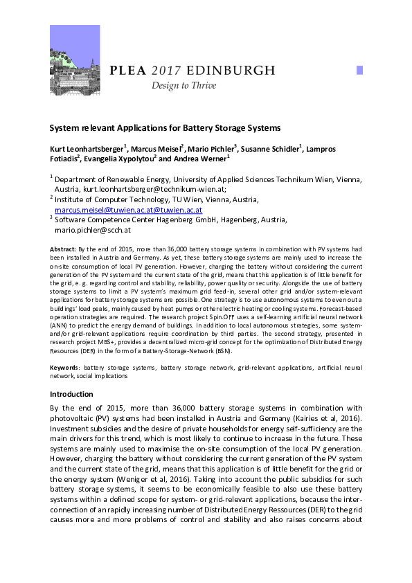 (PDF) System relevant Applications for Battery Storage Systems