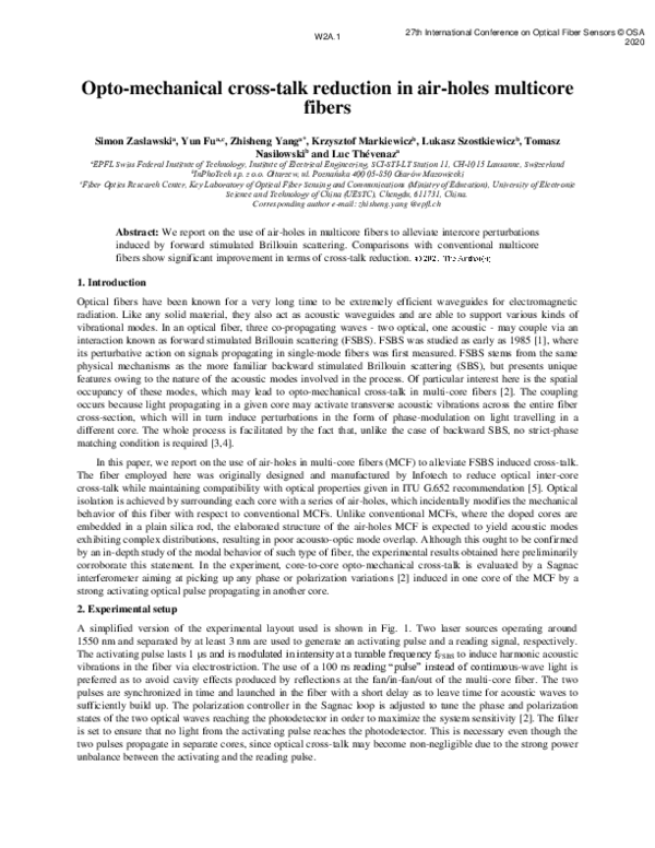 (PDF) Opto-mechanical cross-talk reduction in air-holes multicore fibers