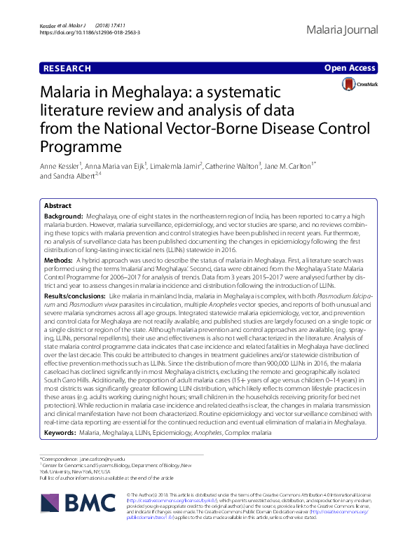 (PDF) Malaria in Meghalaya: a systematic literature review and analysis ...