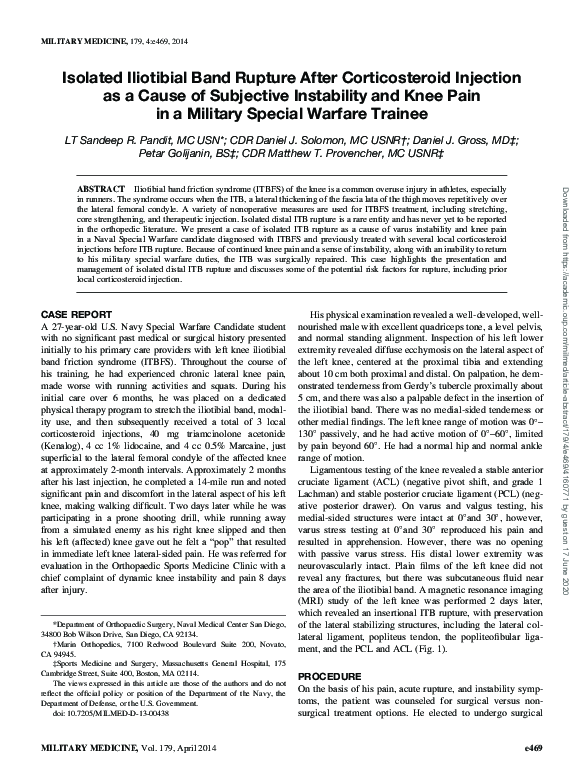 (PDF) Isolated Iliotibial Band Rupture After Corticosteroid Injection ...
