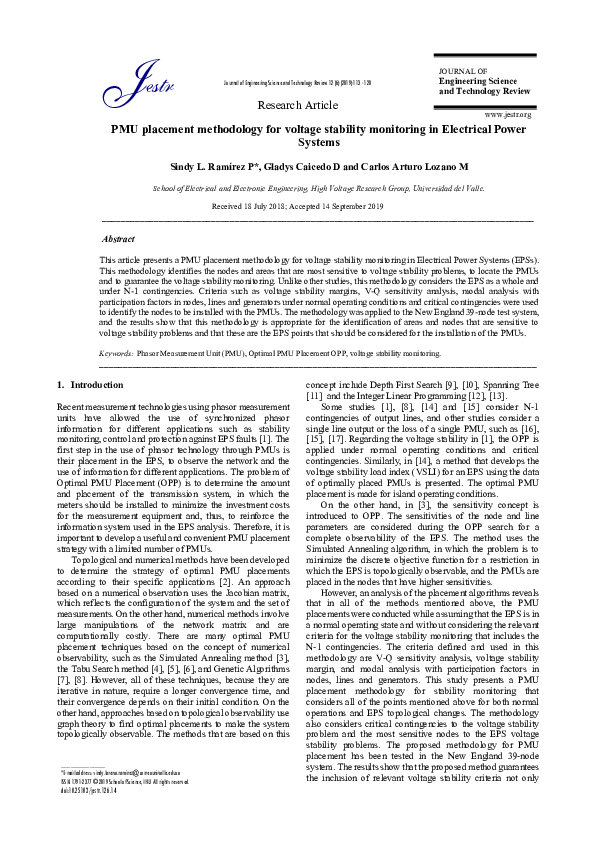 (PDF) PMU placement methodology for voltage stability monitoring in ...