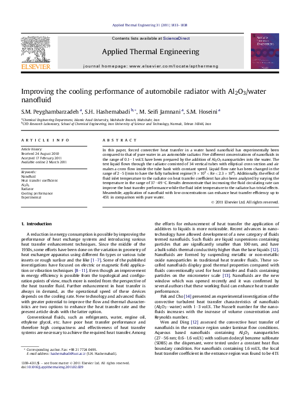 (PDF) Improving the cooling performance of automobile radiator with ...