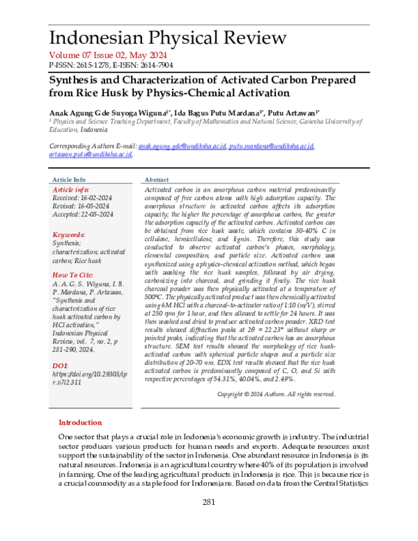 (PDF) Synthesis and Characterization of Activated Carbon Prepared from ...