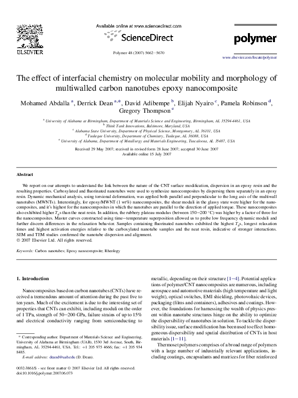 (PDF) The effect of interfacial chemistry on molecular mobility and ...