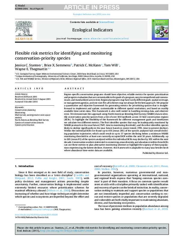(PDF) Flexible risk metrics for identifying and monitoring conservation ...