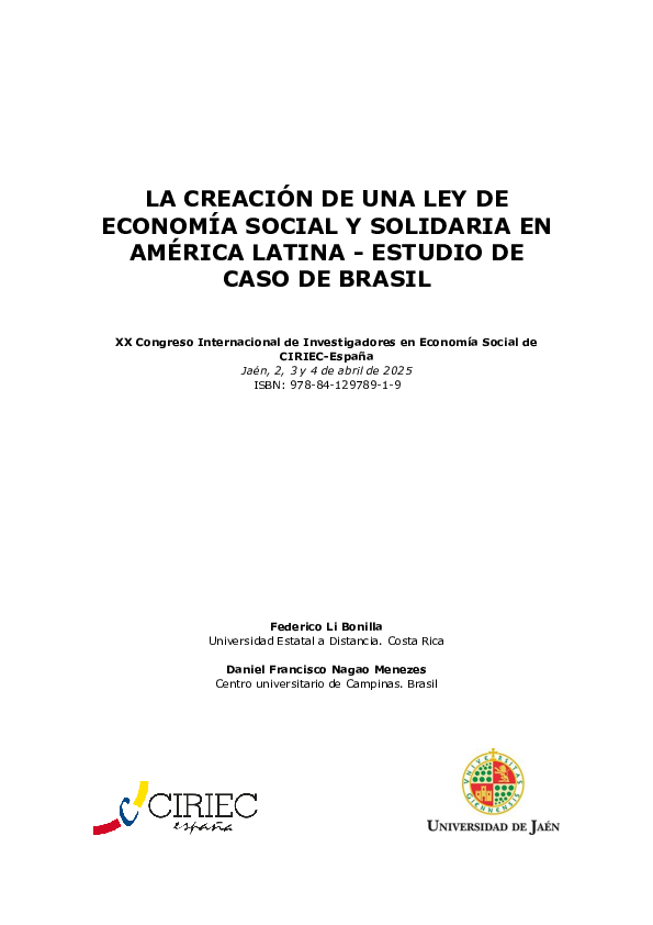 (PDF) LA CREACIÓN DE UNA LEY DE ECONOMÍA SOCIAL Y SOLIDARIA EN AMÉRICA ...