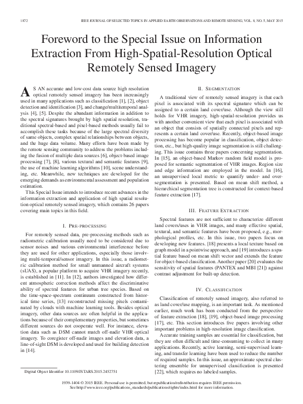 (PDF) Foreword to the Special Issue on Information Extraction From High ...