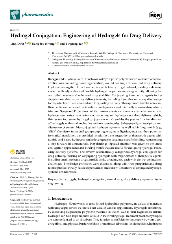 (PDF) Hydrogel Conjugation: Engineering of Hydrogels for Drug Delivery