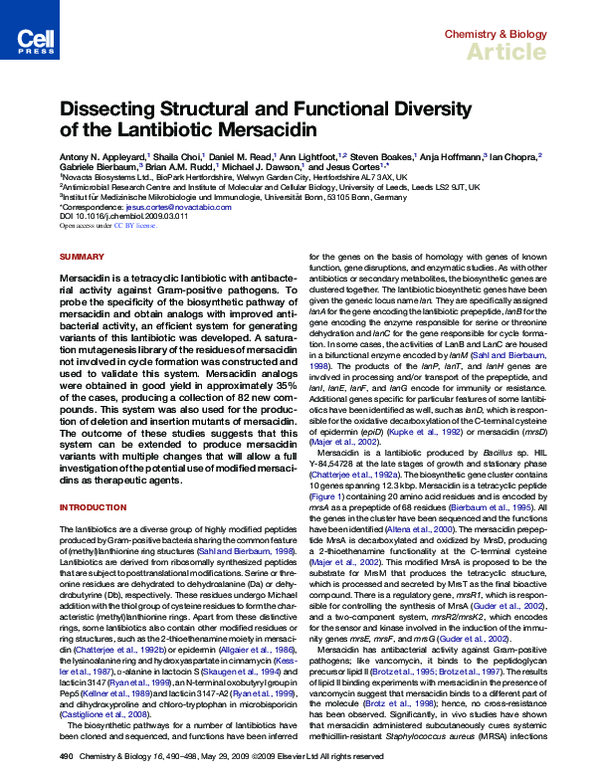 (PDF) Dissecting Structural and Functional Diversity of the Lantibiotic ...