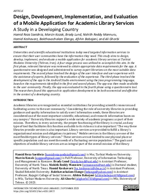 (PDF) Design, Development, Implementation, and Evaluation of a Mobile ...