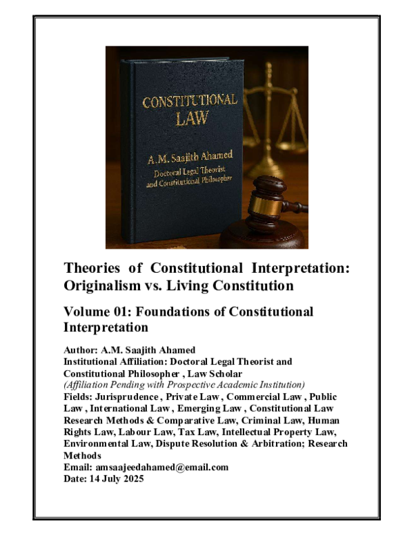 (PDF) Theories of Constitutional Interpretation: Originalism vs. Living ...