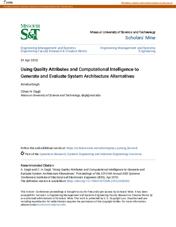 (PDF) Using quality attributes and computational intelligence to ...