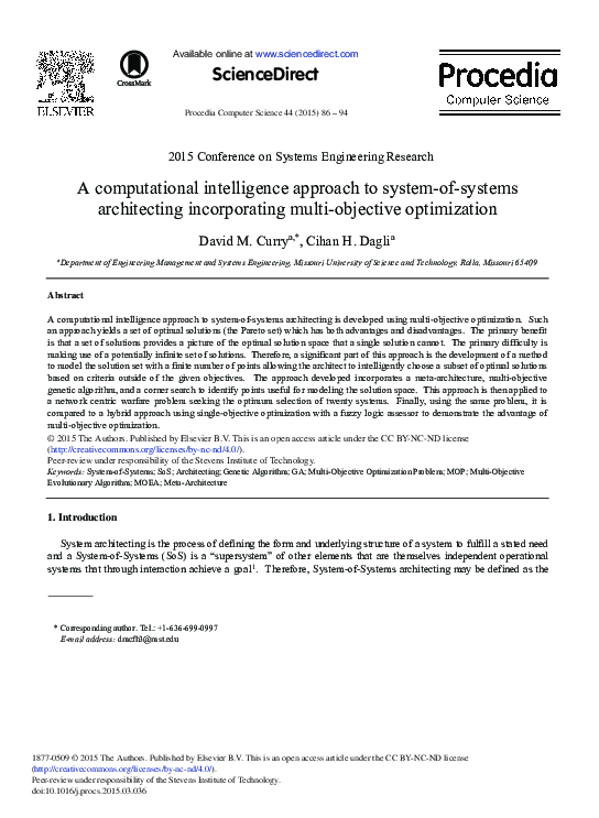 (PDF) A Computational Intelligence Approach to System-of-Systems ...