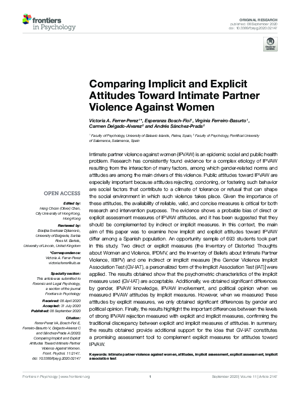 (PDF) Comparing Implicit and Explicit Attitudes Toward Intimate Partner ...