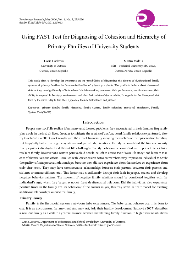 (PDF) Using FAST Test for Diagnosing of Cohesion and Hierarchy of ...