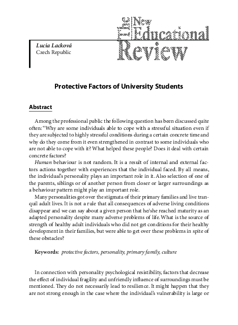 (PDF) Protective Factors of University Students