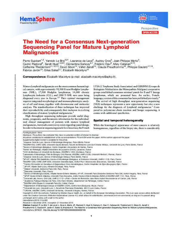 (PDF) The Need for a Consensus Next-generation Sequencing Panel for ...