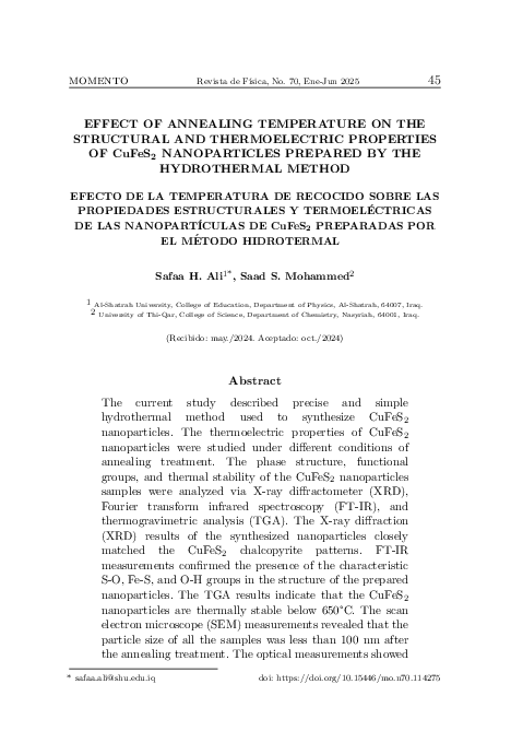 (PDF) EFFECT OF ANNEALING TEMPERATURE ON THE STRUCTURAL AND ...