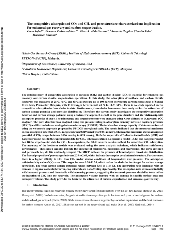 (PDF) The competitive adsorption of CO2 and CH4 and pore structure ...