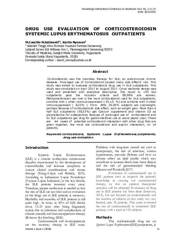(PDF) Drug Use Evaluation of Corticosteroidsin Systemic Lupus ...