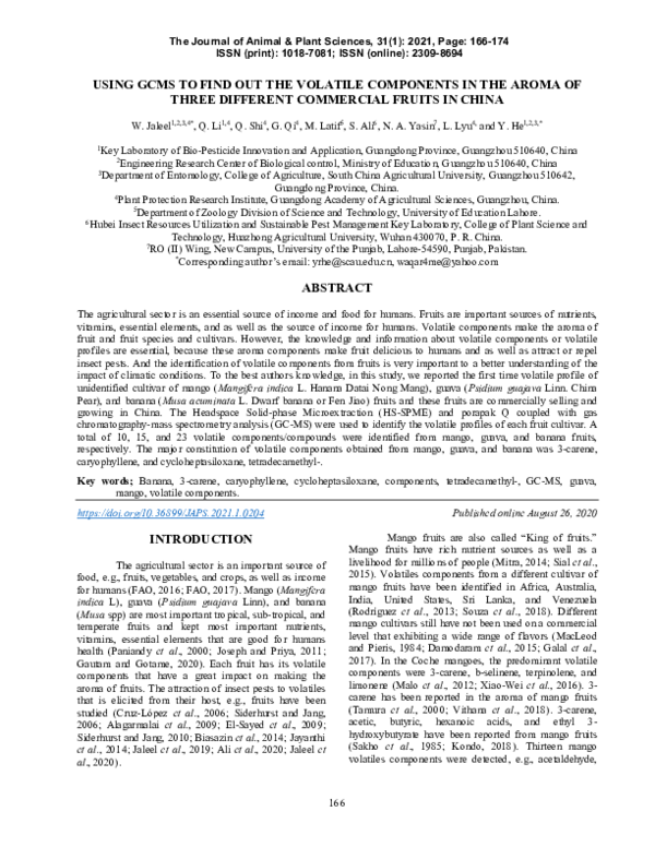 (PDF) Using GCMS to Find Out the Volatile Components in the Aroma of ...