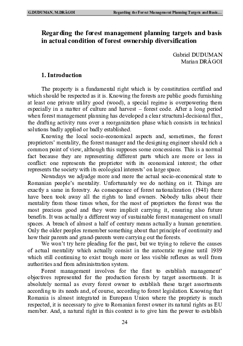 (PDF) Regarding the forest management planning targets and basis in ...