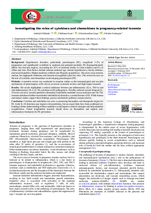 (PDF) Investigating the roles of cytokines and chemokines in pregnancy ...