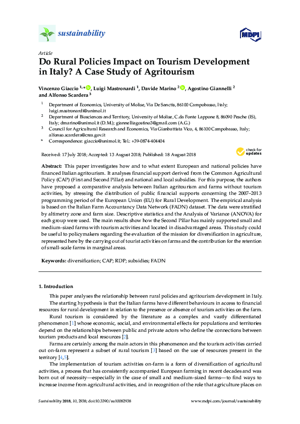 (PDF) Do Rural Policies Impact on Tourism Development in Italy? A Case ...