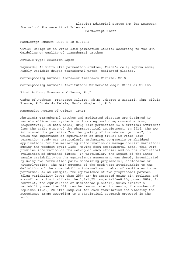 (PDF) Design of in vitro skin permeation studies according to the EMA ...