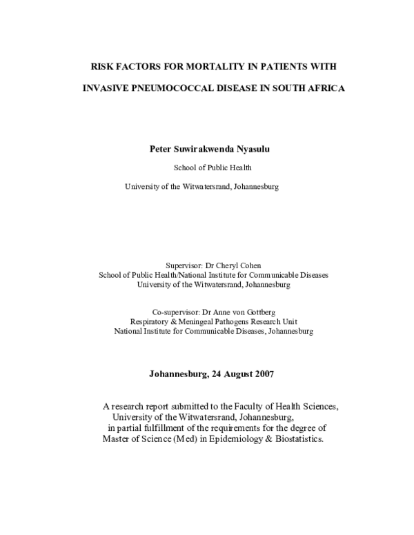 (PDF) Risk factors for mortality in patients with invasive pneumococcal ...