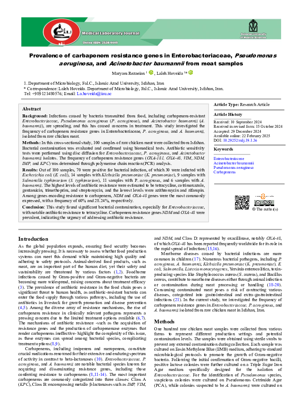 (PDF) Prevalence of carbapenem resistance genes in Enterobacteriaceae ...