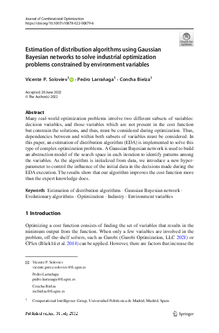 (PDF) Estimation of distribution algorithms using Gaussian Bayesian ...