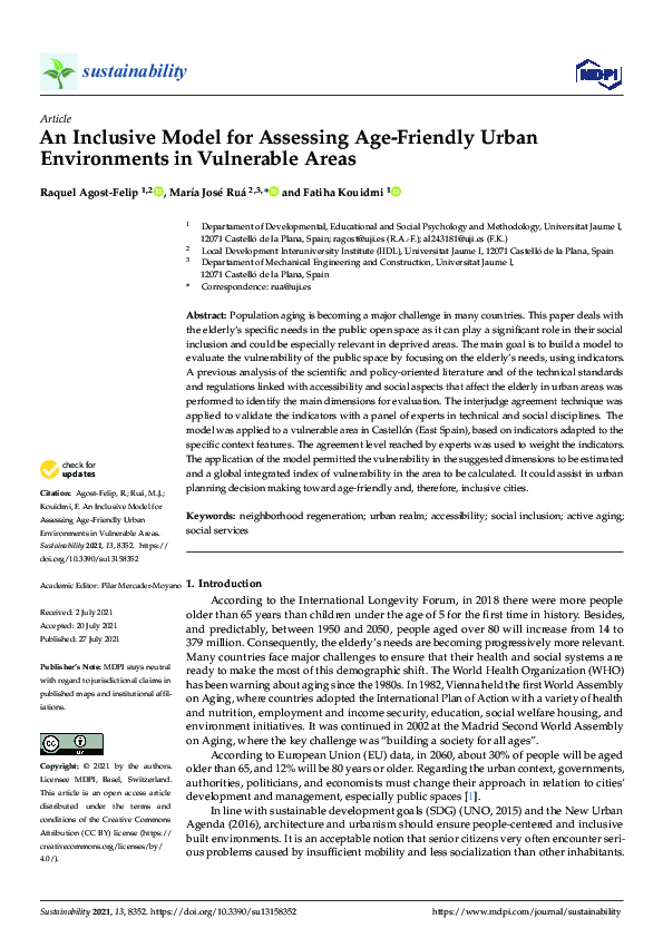 (PDF) An Inclusive Model for Assessing Age-Friendly Urban Environments ...