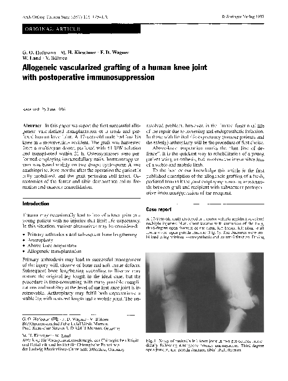 (PDF) Allogeneic vascularized grafting of a human knee joint with ...