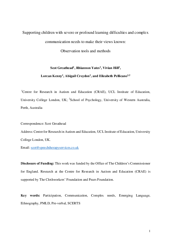 (PDF) Supporting Children With Severe-to-Profound Learning Difficulties ...
