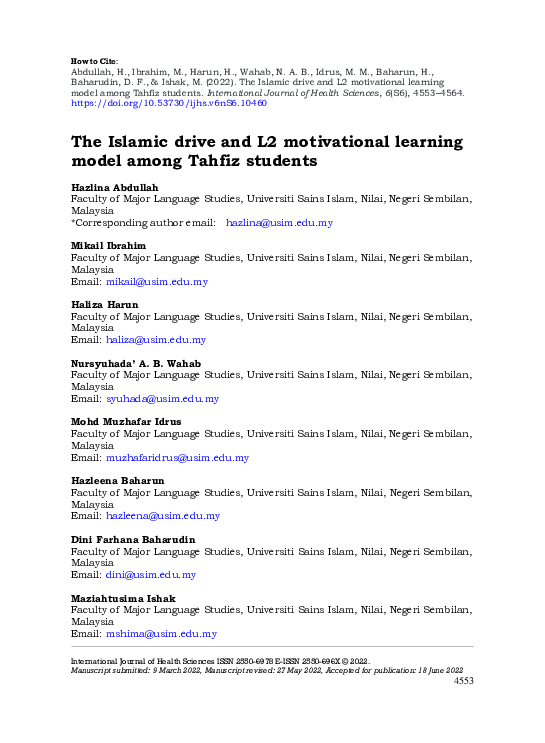 (PDF) Islamic drive and L2 motivational learning model among Tahfiz ...