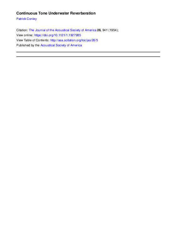 (PDF) Continuous Tone Underwater Reverberation