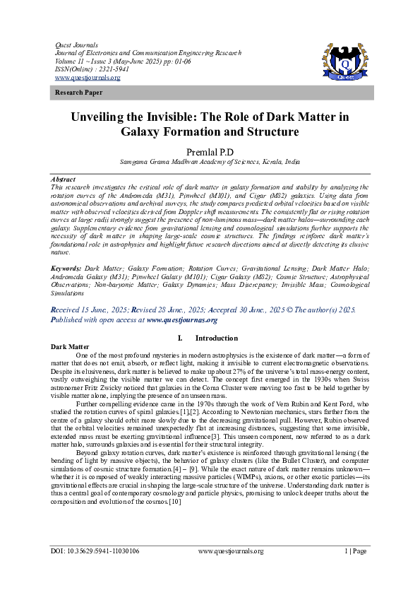 (PDF) Unveiling the Invisible: The Role of Dark Matter in Galaxy ...