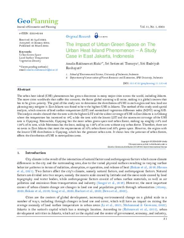 (PDF) The Impact of Urban Green Space on The Urban Heat Island ... - Urban Green Spaces And Heat Island Reduction Impact