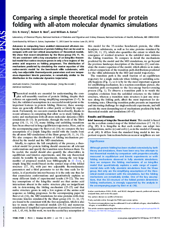 (PDF) Comparing a simple theoretical model for protein folding with all ...