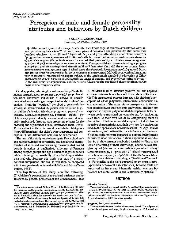 (PDF) Perception of male and female personality attributes and ...