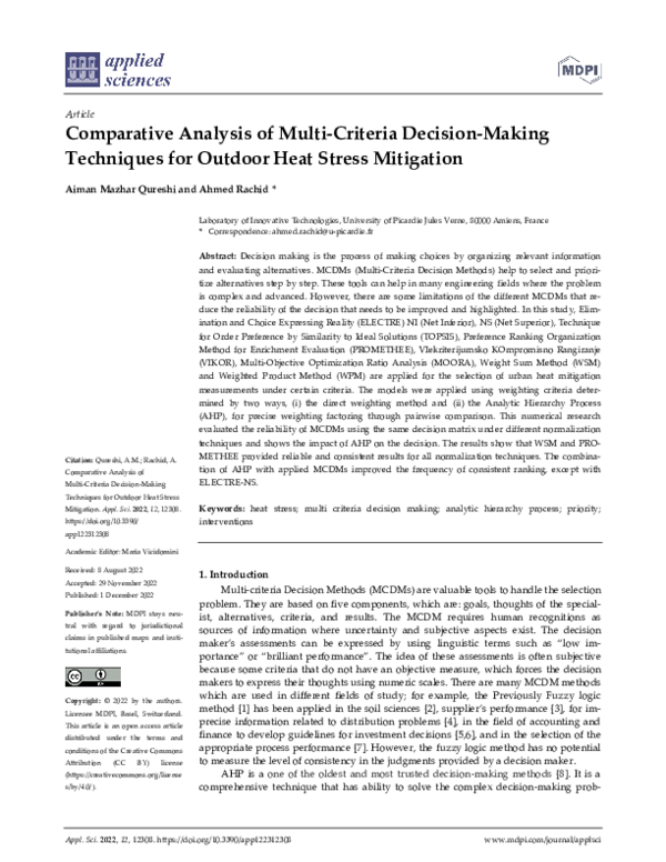 (PDF) Comparative Analysis of Multi-Criteria Decision-Making Techniques ...