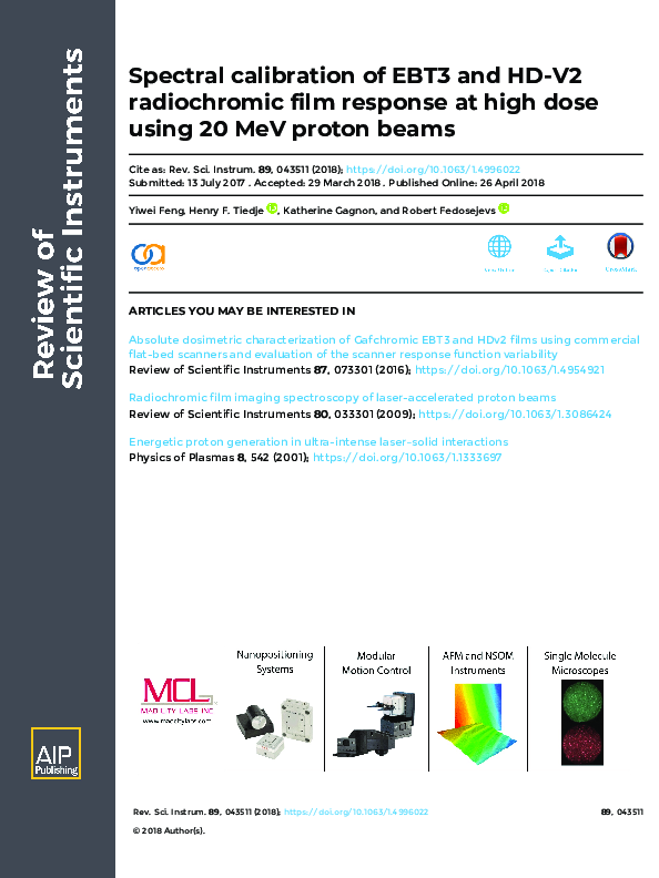 (PDF) Spectral calibration of EBT3 and HD-V2 radiochromic film response ...