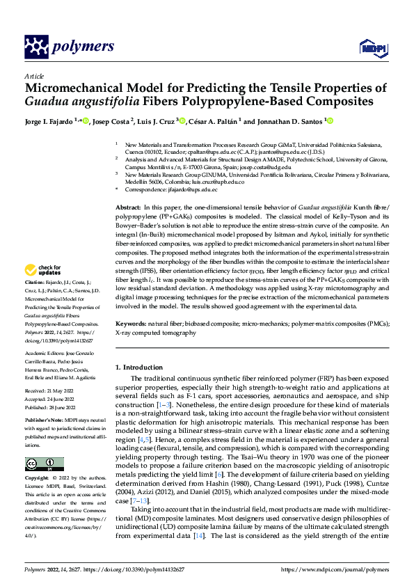 (PDF) Micromechanical Model for Predicting the Tensile Properties of ...