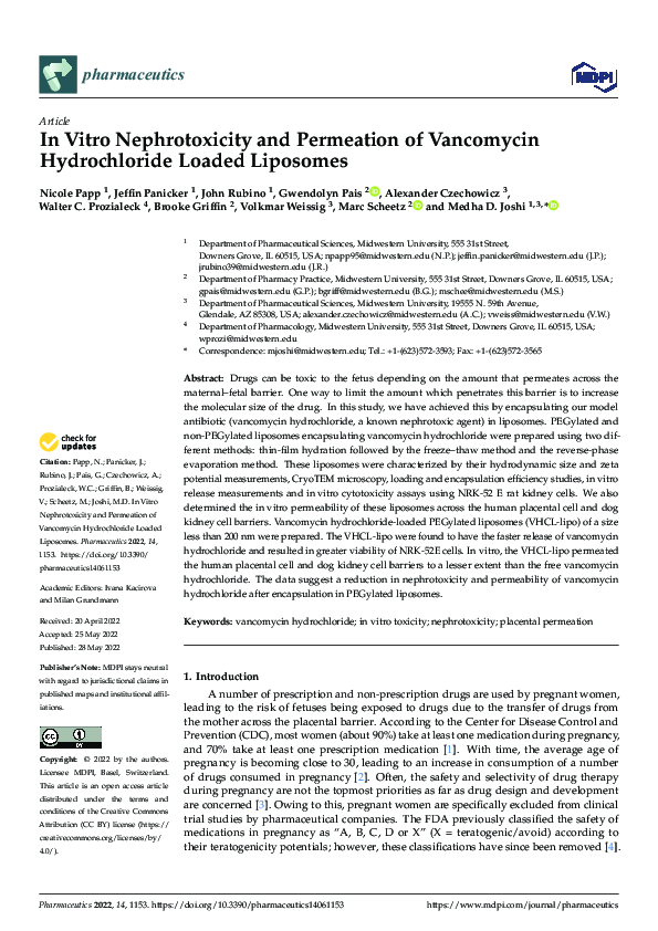 (PDF) In Vitro Nephrotoxicity and Permeation of Vancomycin ...