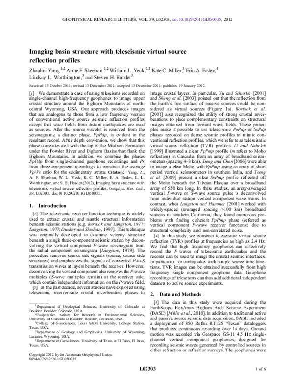(PDF) Imaging basin structure with teleseismic virtual source ...