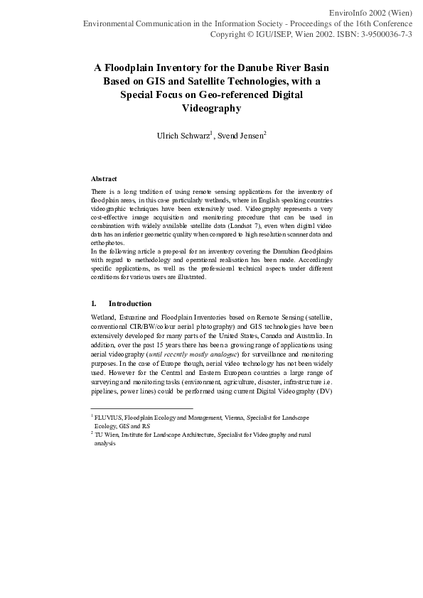 (PDF) A Floodplain Inventory for the Danube River Basin Based on GIS ...